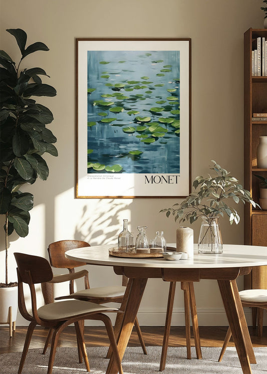 Inspired by Claude Monet – Näckrosblad på stilla vatten Poster