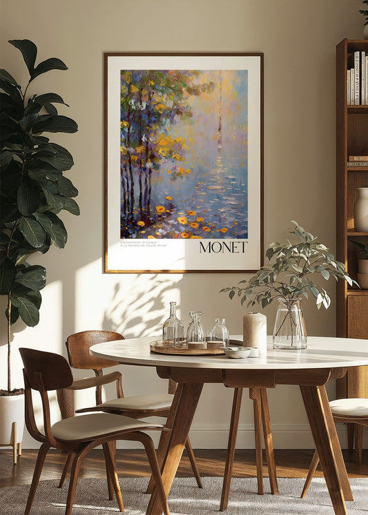 Inspired by Claude Monet – Morgonljus vid flodkanten Poster