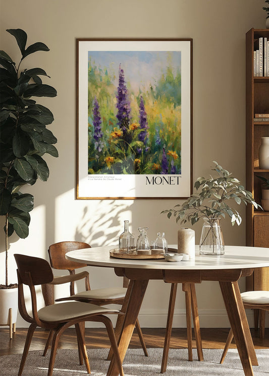 Inspired by Claude Monet – Sommaräng med riddarsporrar Poster