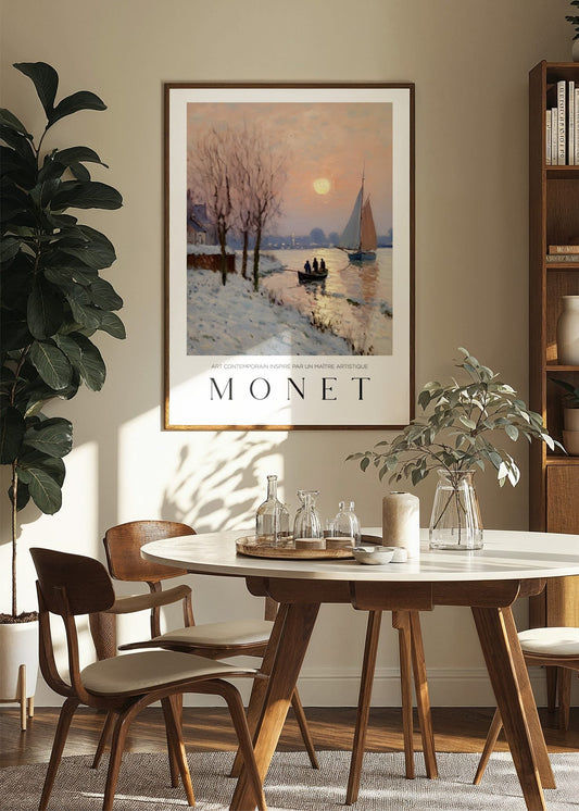 Inspired by Claude Monet – Vinterljus vid floden Poster