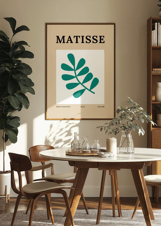 Inspired by Matisse – Aqua Leaf Poster