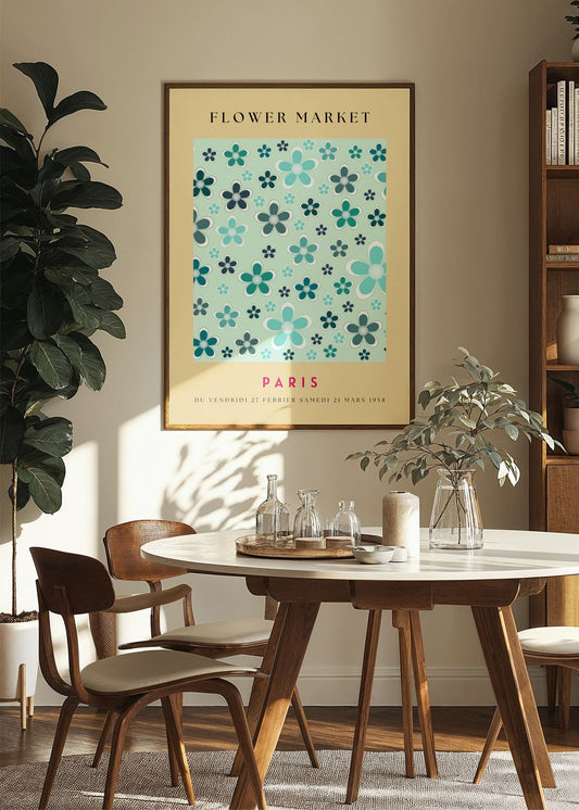 Flower Market – Paris Blue Petals Poster
