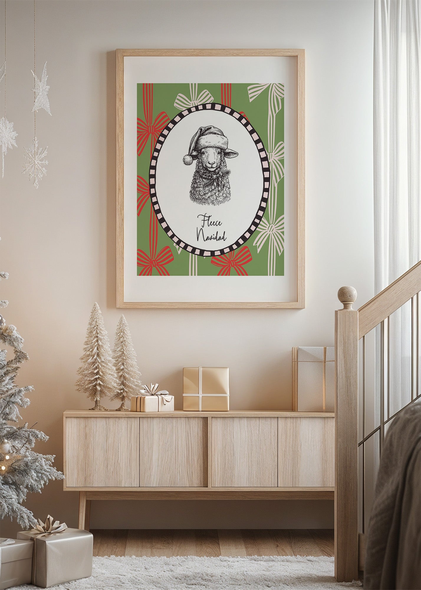 Farmhouse Christmas Sheep Poster