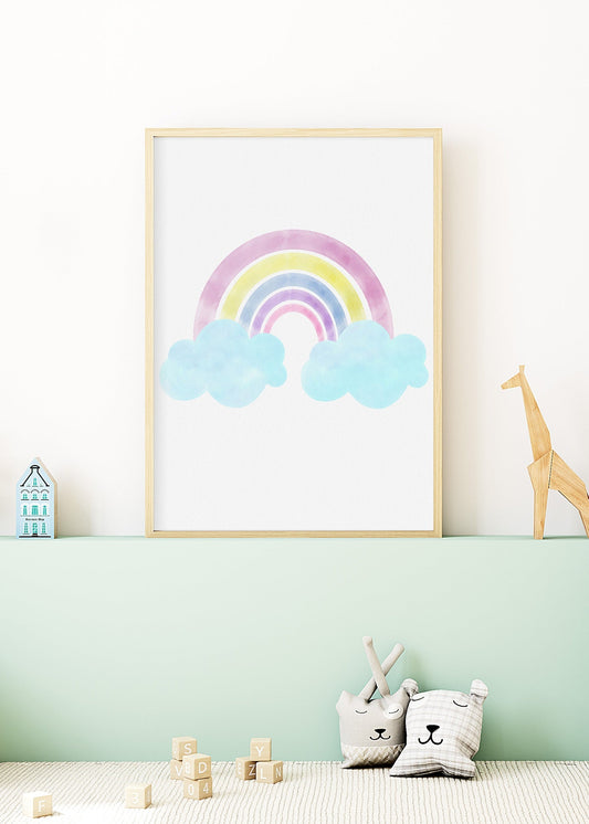Playful Friends – Rainbow Clouds Poster