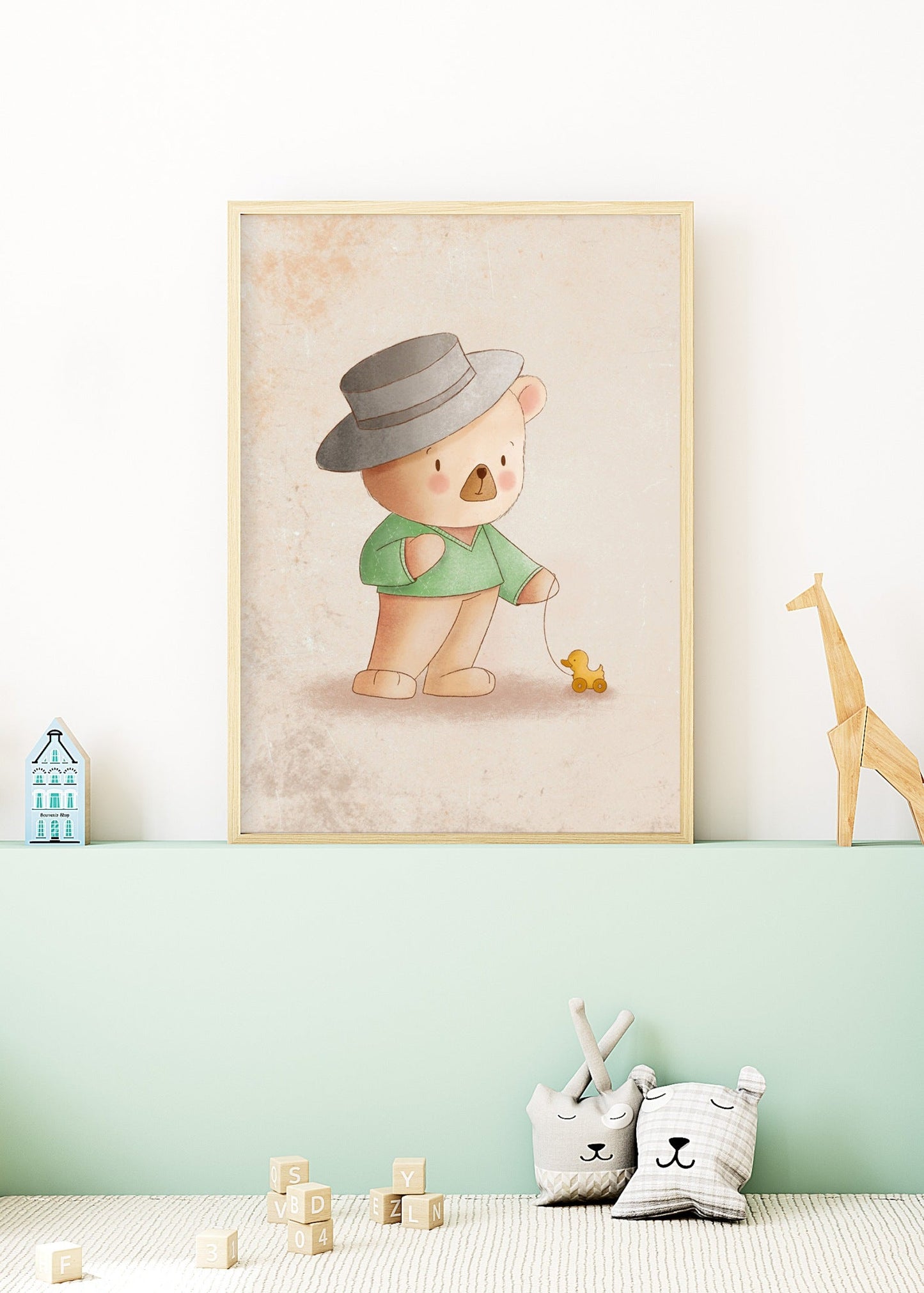 Playful Friends – Bear & Duck Poster