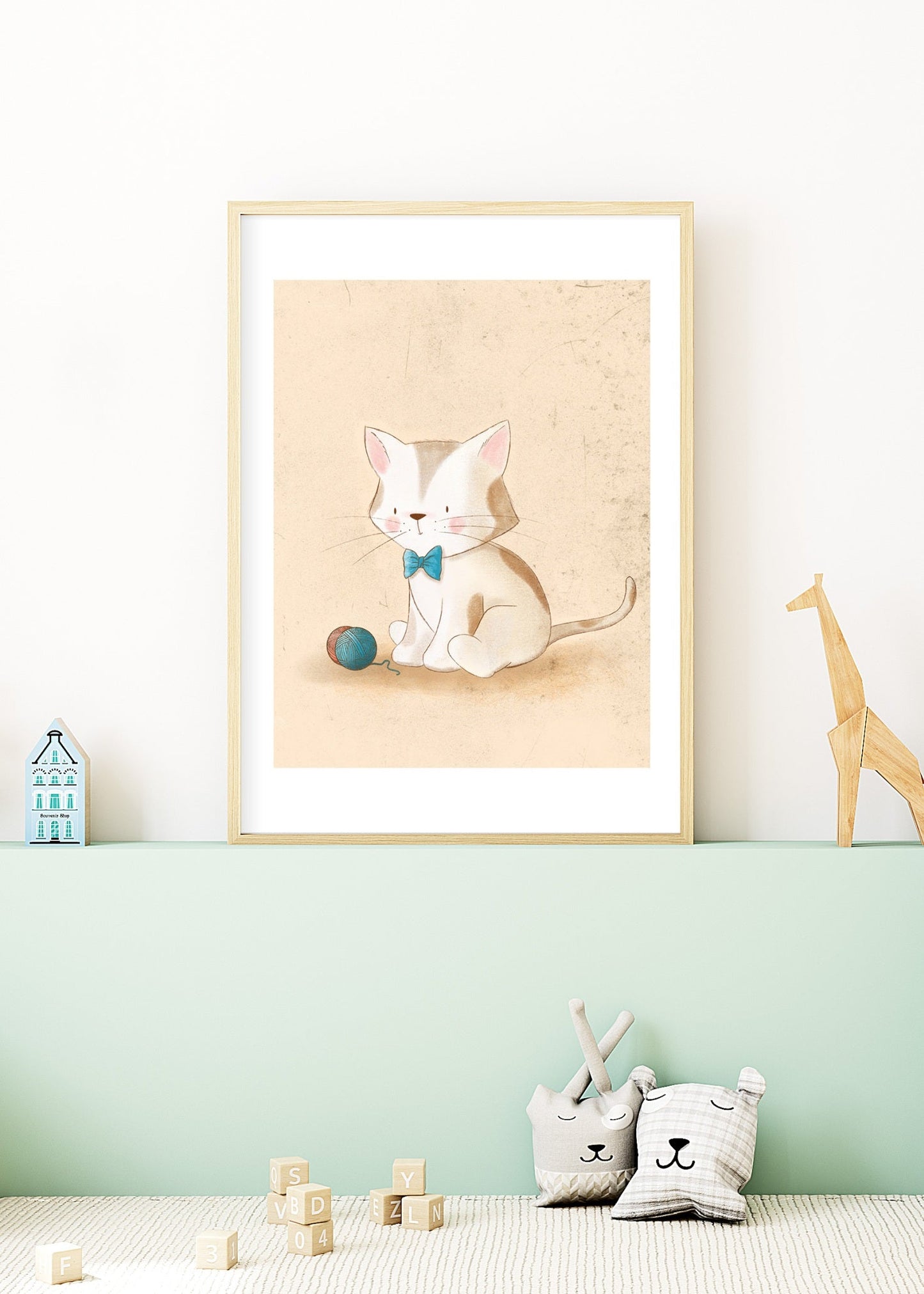 Playful Friends - Cute Cat With Yarn poster