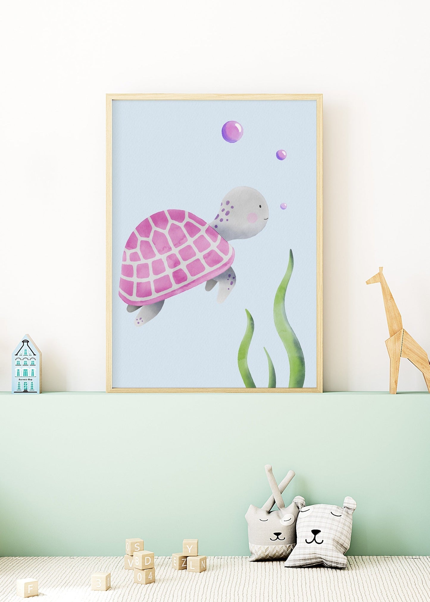 Playful Friends - Pink Sea Turtle No. 2 Poster