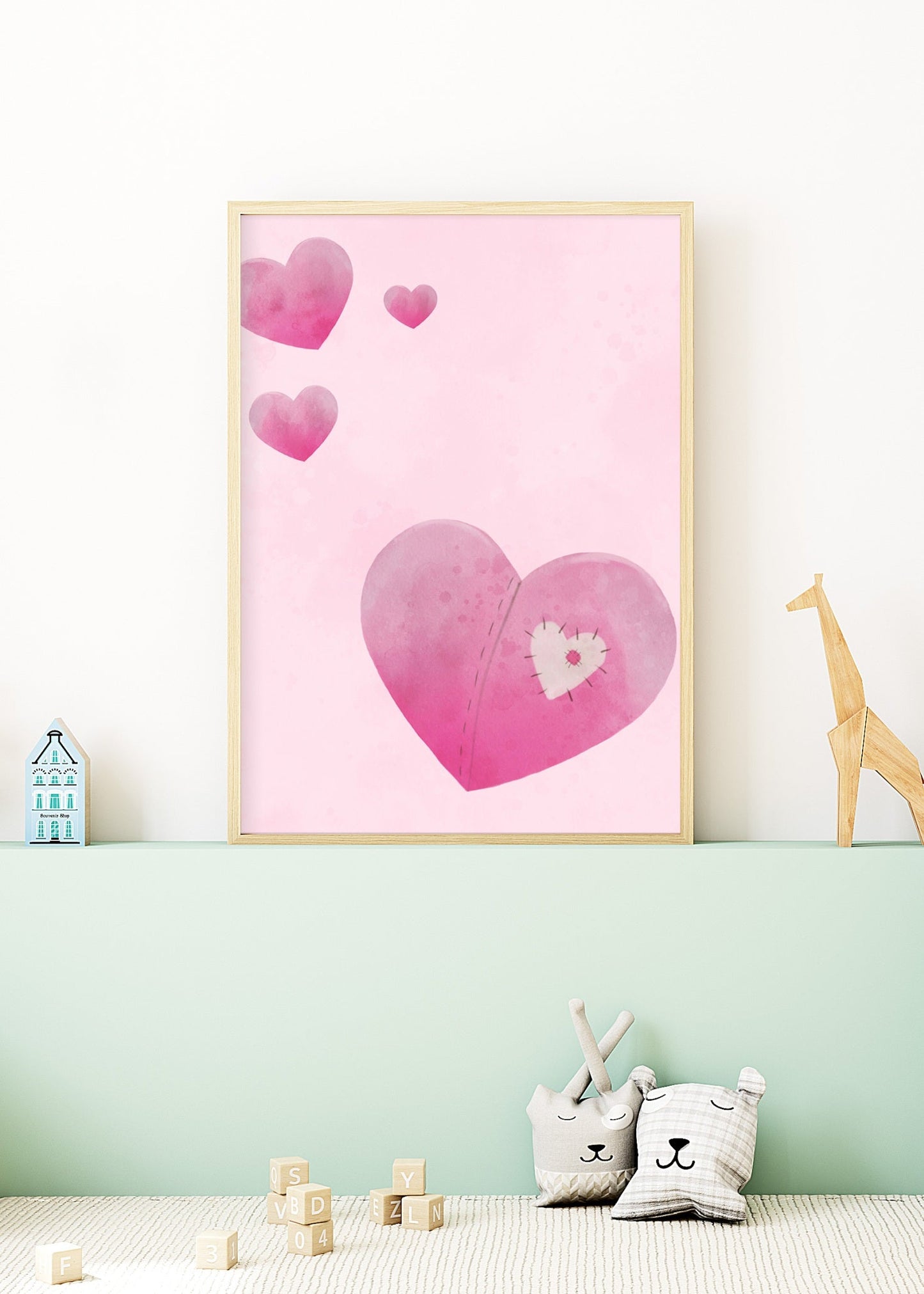 Playful Friends - Hearts Poster