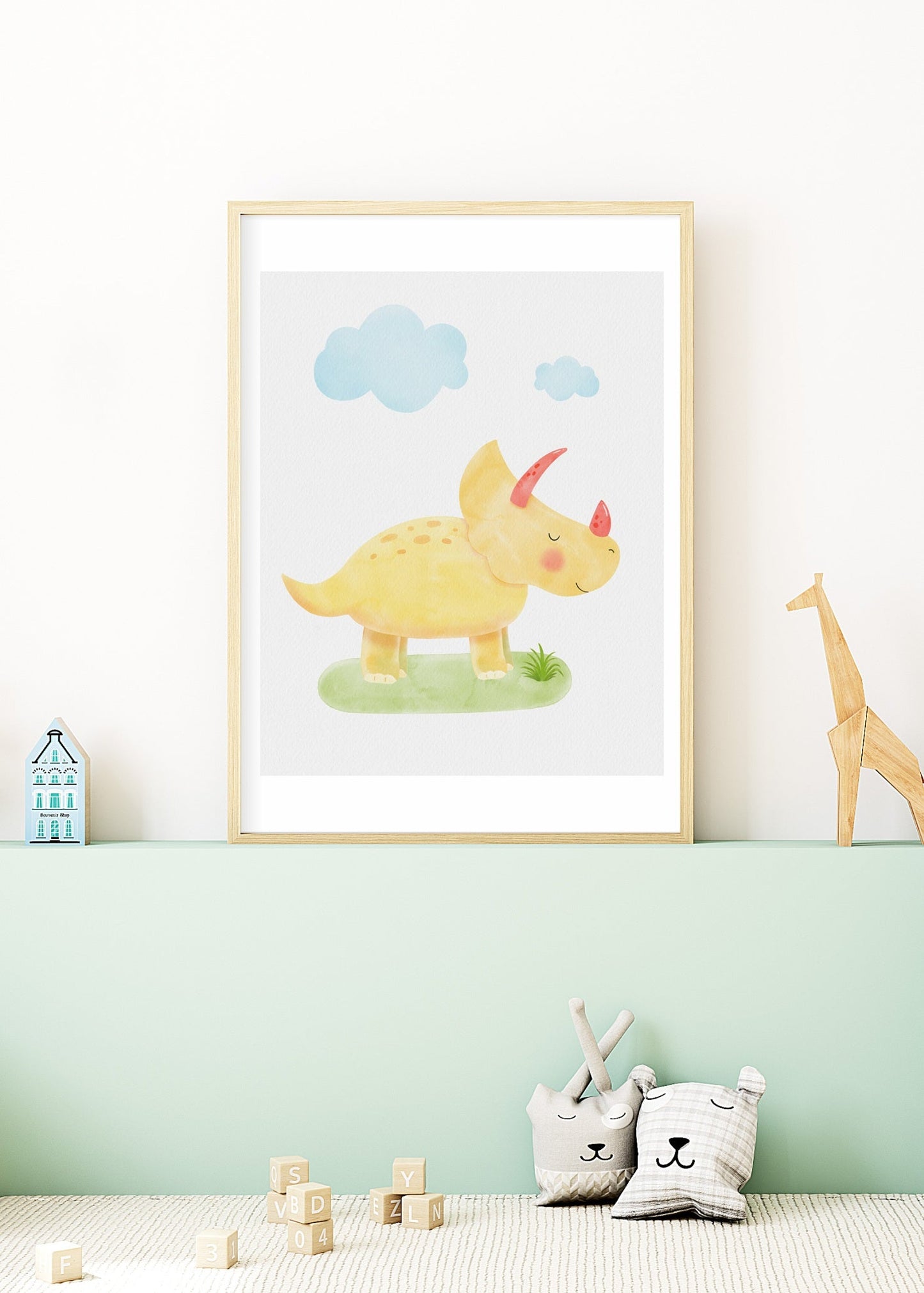 Playful Friends - Yellow Dino Poster