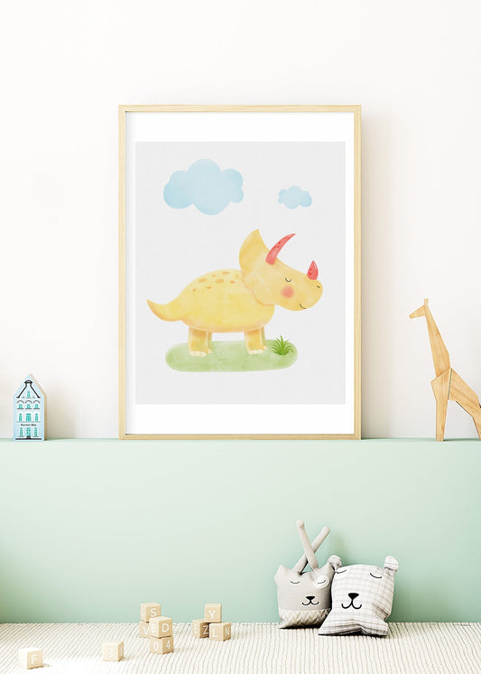 Playful Friends - Yellow Dino Poster