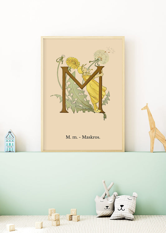 Prinsarnes Blomsteralfabet M Poster