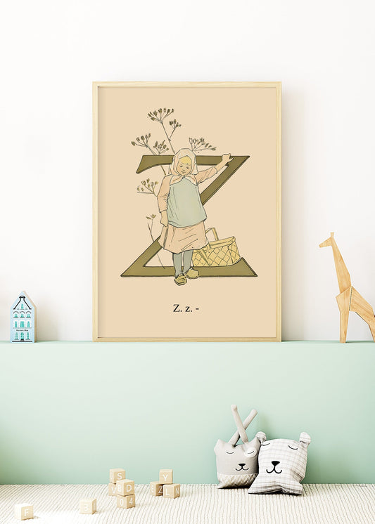 Prinsarnes Blomsteralfabet Z Poster