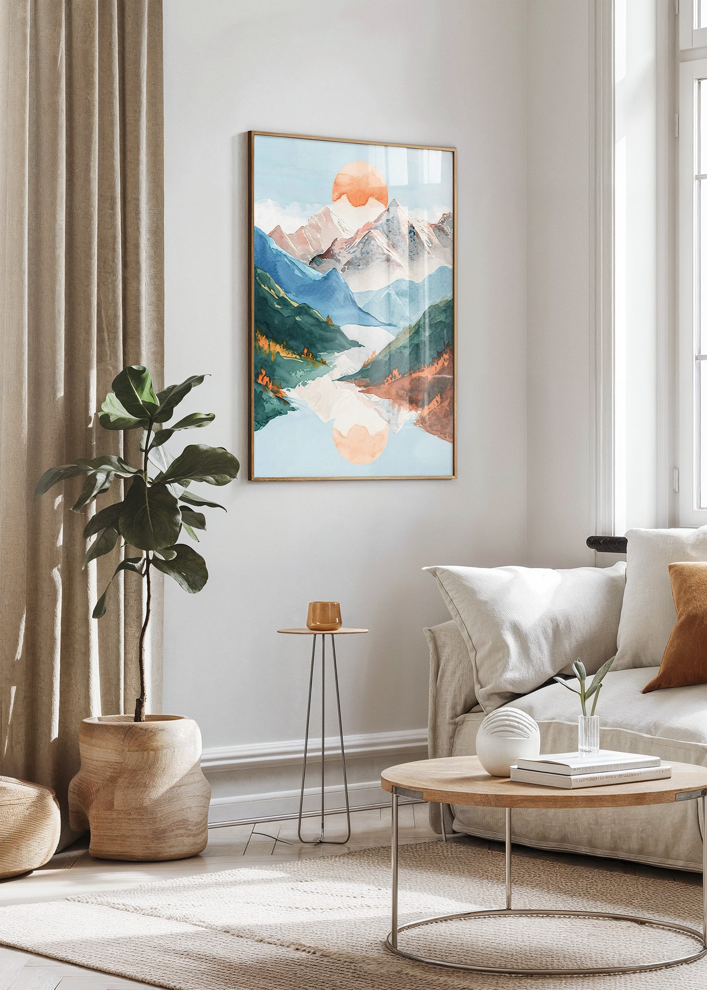 Reflected Mountain Sun Poster