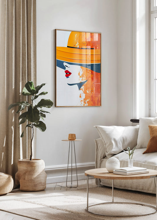 Orange Hat Silhouette Poster