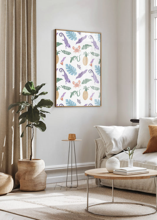Tropical Creatures Pattern Poster