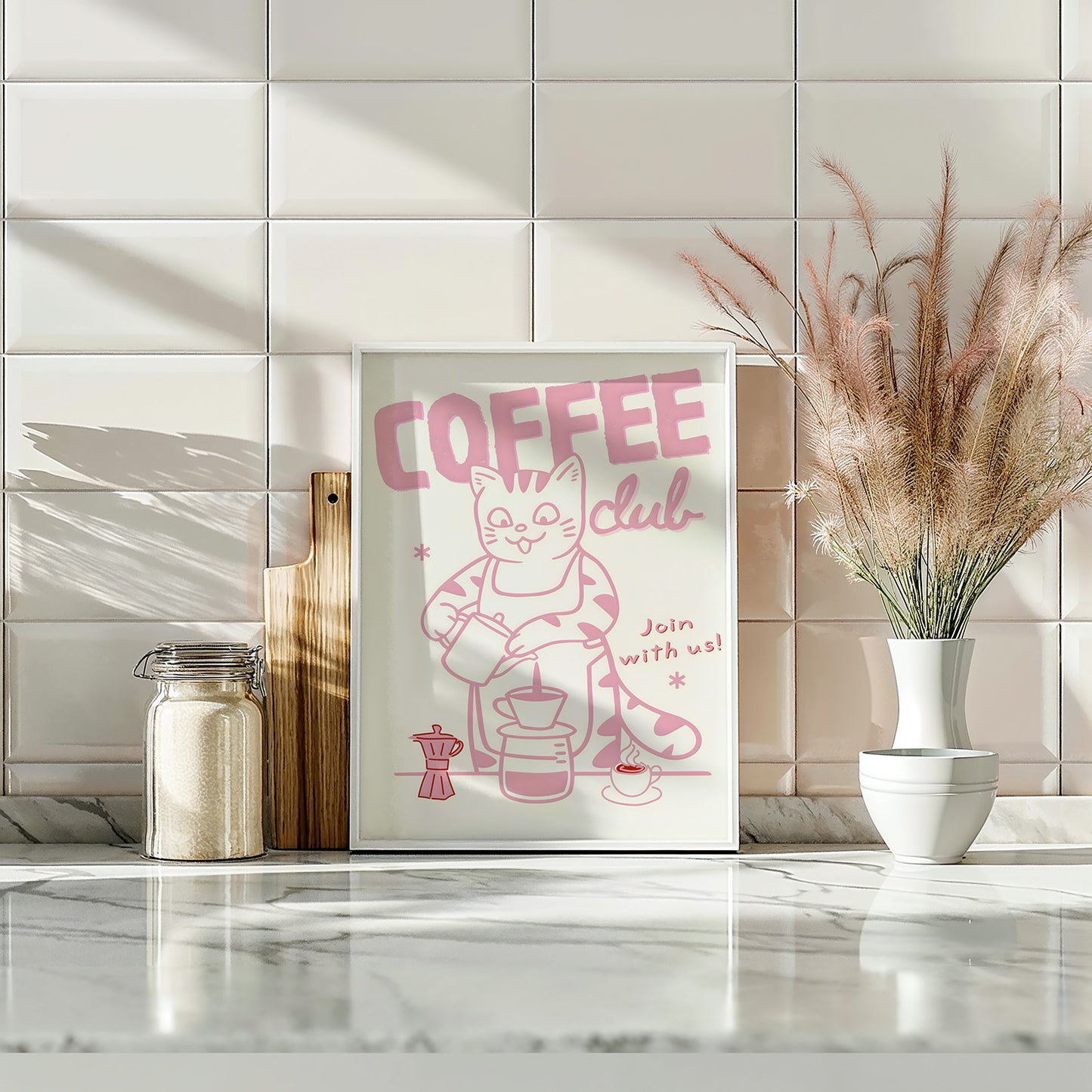 Coffee Club Cat Poster