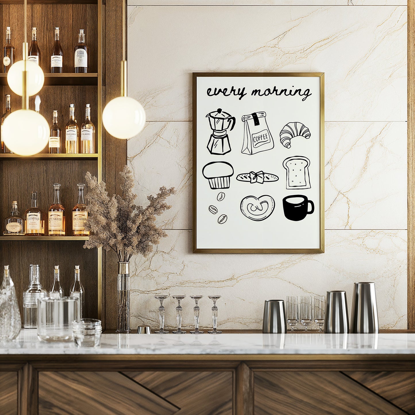 Every Morning Coffee Icons Poster