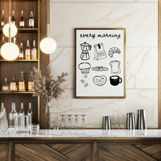 Every Morning Coffee Icons Poster