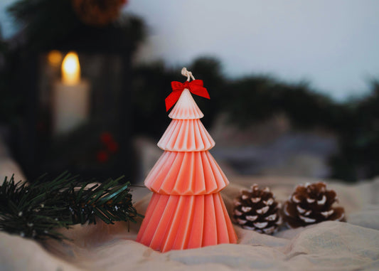 Pink Christmas Tree Candle Poster