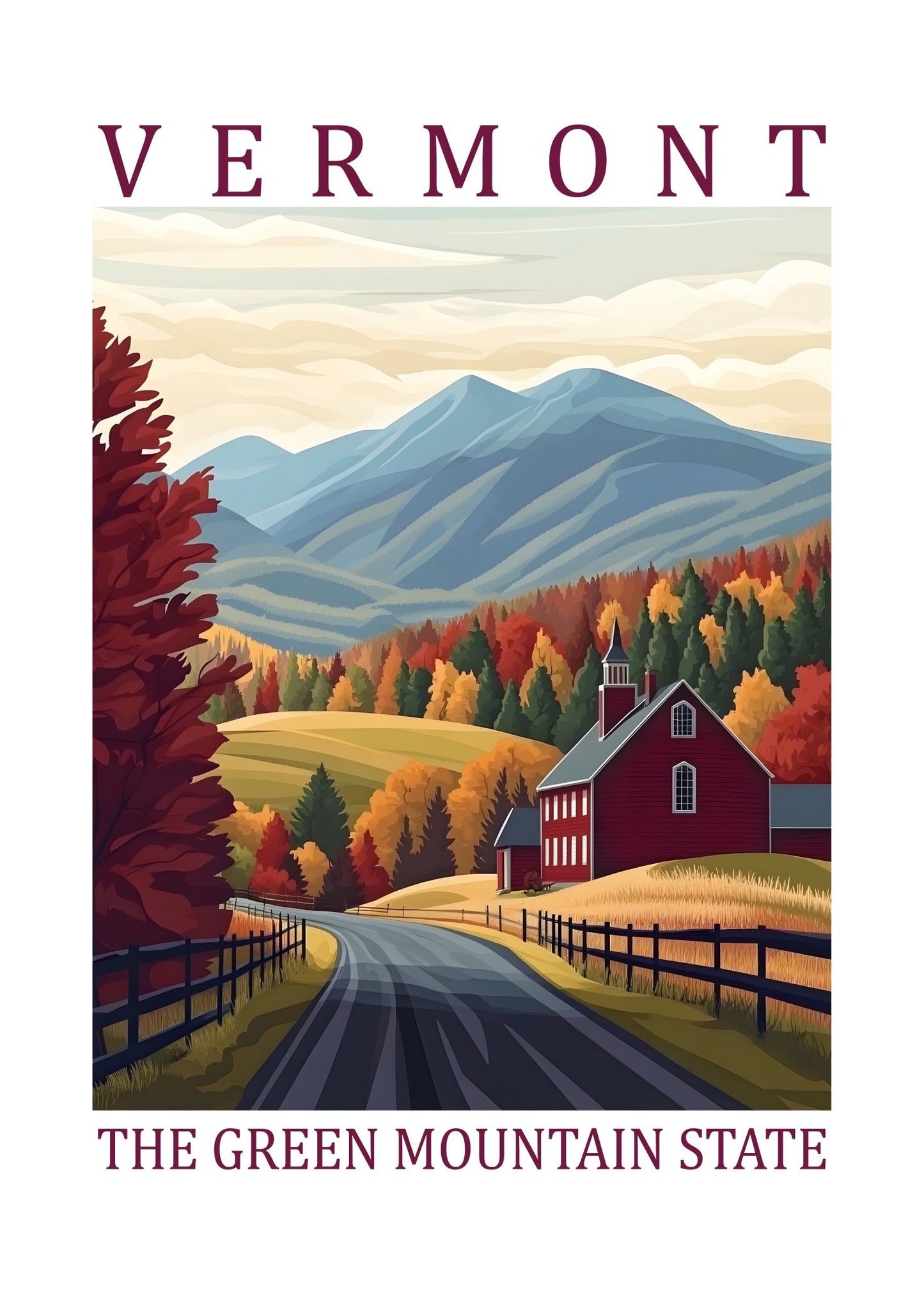 Vermont – The Green Mountain State Poster