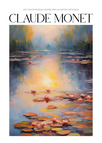 Inspired by Claude Monet – Näckrosdamm i gryning Poster