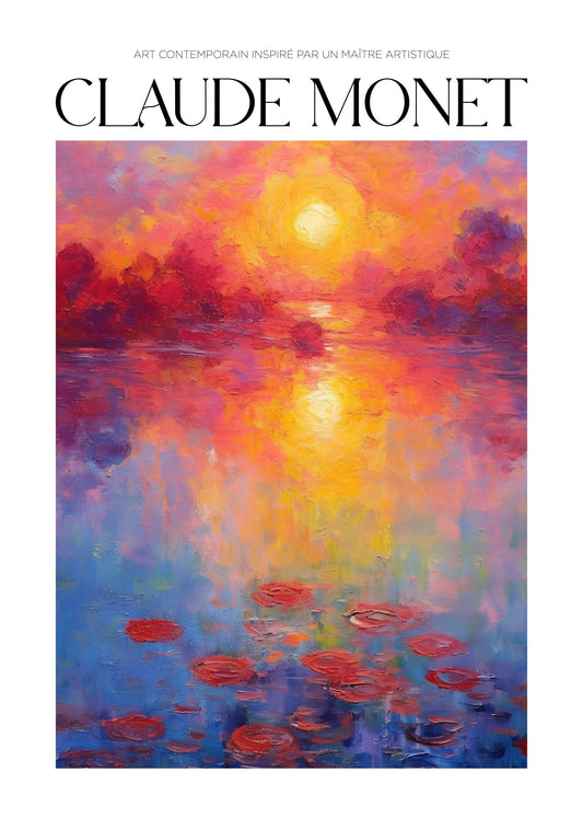 Inspired by Claude Monet – Solnedgång över vattnet Poster