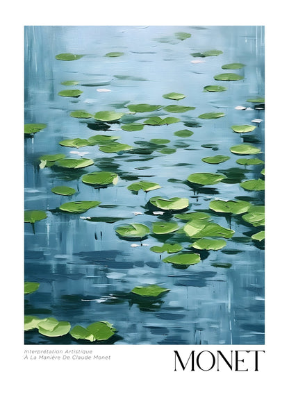 Inspired by Claude Monet – Näckrosblad på stilla vatten Poster