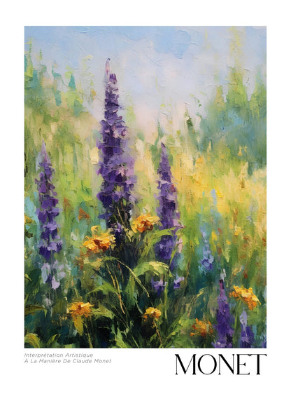 Inspired by Claude Monet – Sommaräng med riddarsporrar Poster