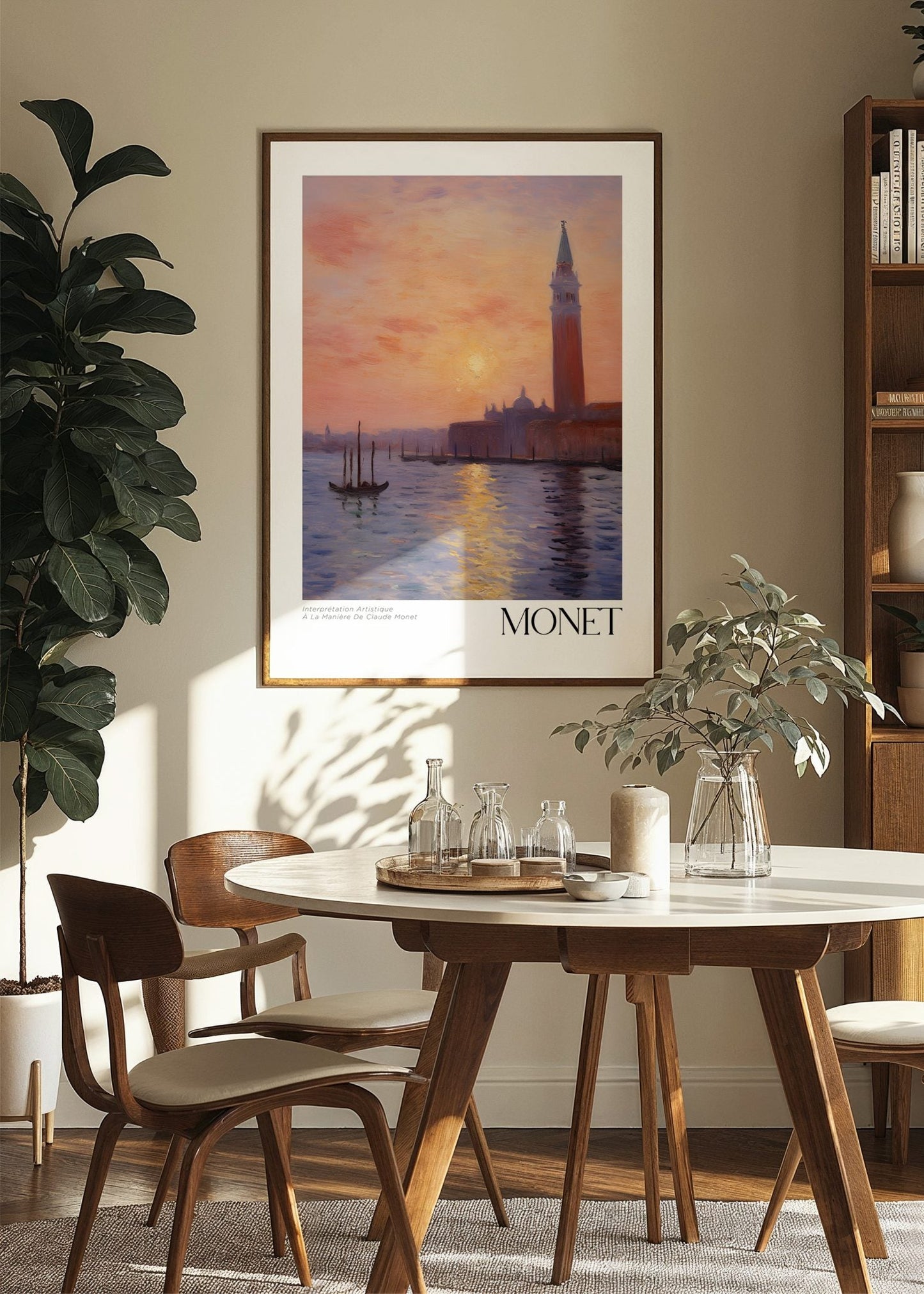 Inspired by Claude Monet – Solnedgång över Venedig Poster