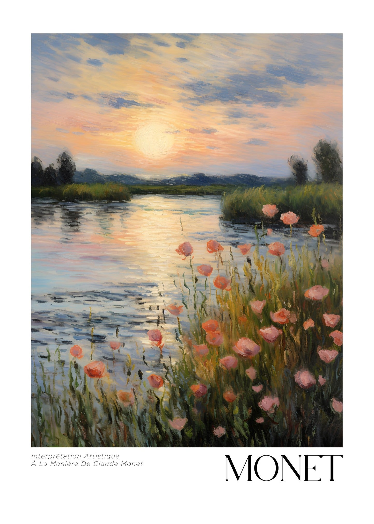Inspired by Claude Monet – Vallmo vid floden Poster