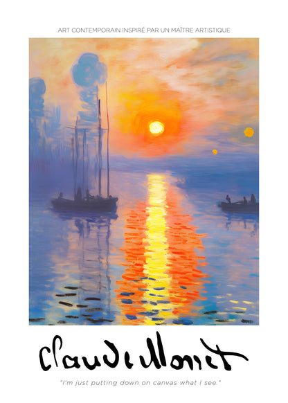 Inspired by Claude Monet – Soluppgång över hamnen Poster