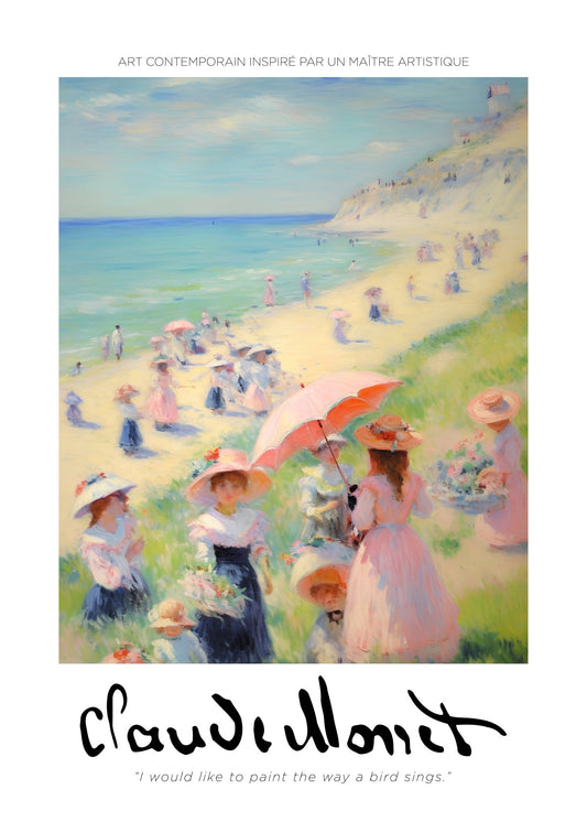 Inspired by Claude Monet – Strandpromenad i ljus Poster