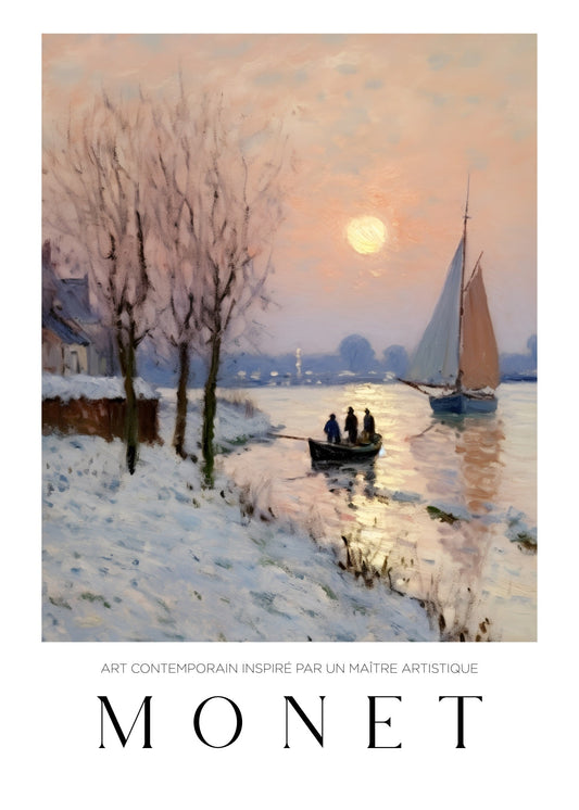 Inspired by Claude Monet – Vinterljus vid floden Poster
