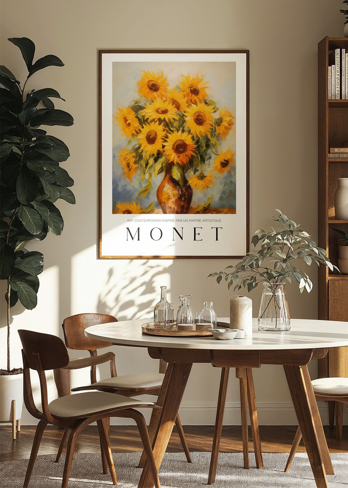 Inspired by Claude Monet – Solrosor i vas Poster