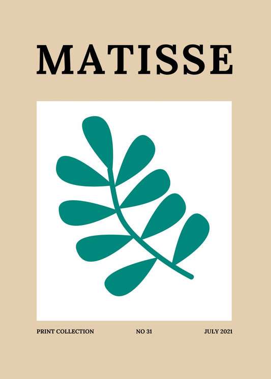 Inspired by Matisse – Aqua Leaf Poster