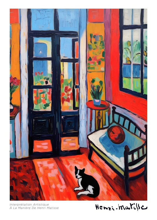 Inspired by Matisse – Red Room Cat Poster