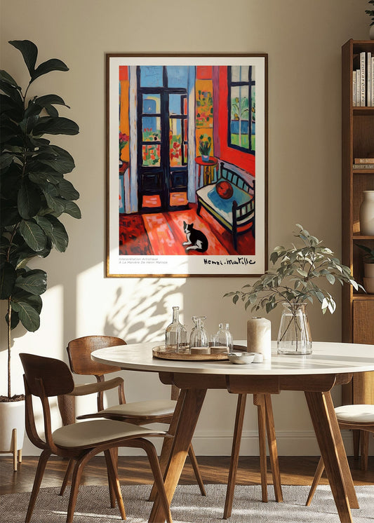 Inspired by Matisse – Red Room Cat Poster
