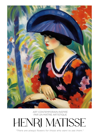 Inspired by Matisse – Lady in Blue Hat Poster