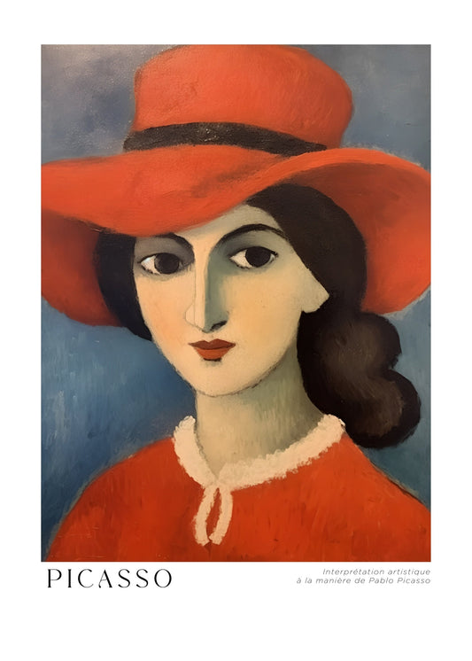 Inspired by Picasso – Lady in Red Hat Poster