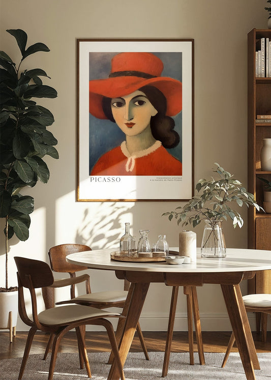 Inspired by Picasso – Lady in Red Hat Poster