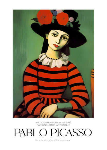 Inspired by Picasso – Lady in Striped Dress Poster