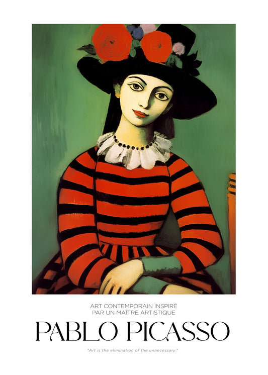 Inspired by Picasso – Lady in Striped Dress Poster