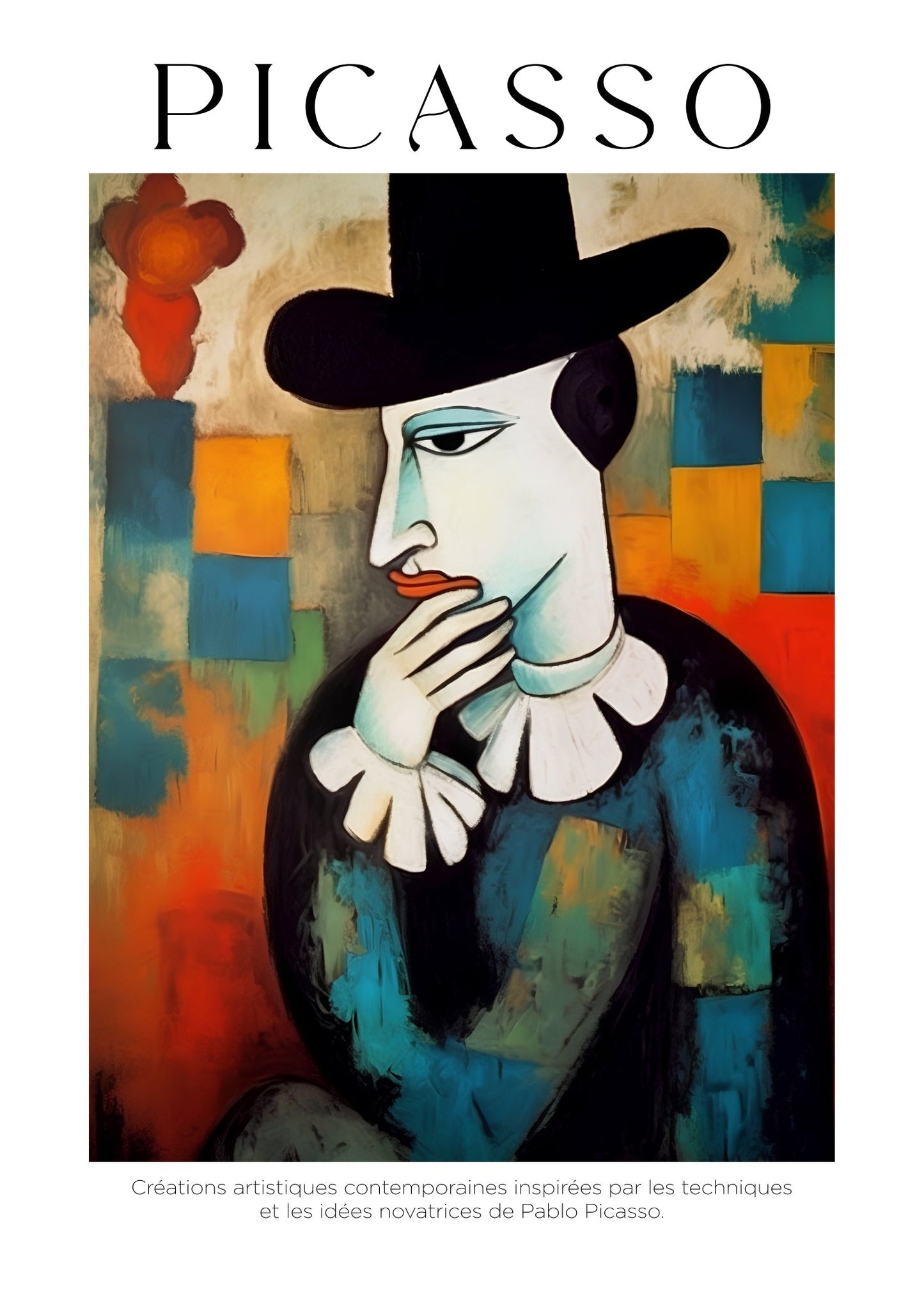 Inspired by Picasso – The Thinker in Blue Poster