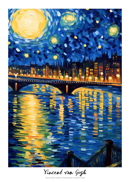 Inspired by Van Gogh – Starry Bridge Poster