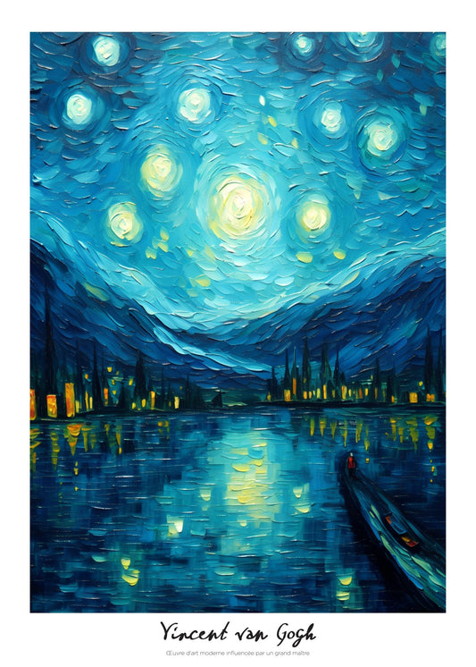 Inspired by Van Gogh – Blue Night Reflection Poster