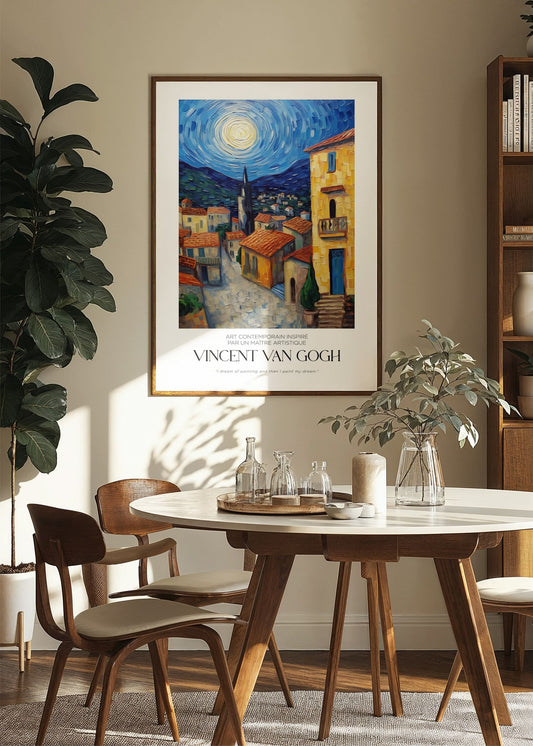 Inspired by Van Gogh – Moonlit Village Poster