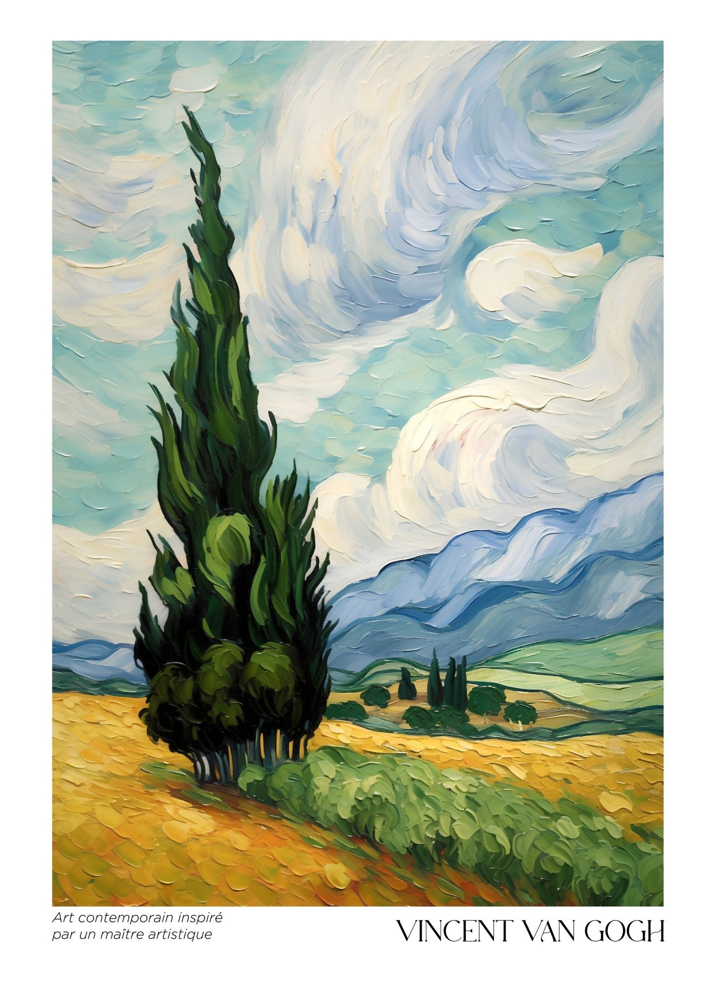 Inspired by Van Gogh – Cypress in the Wind Poster