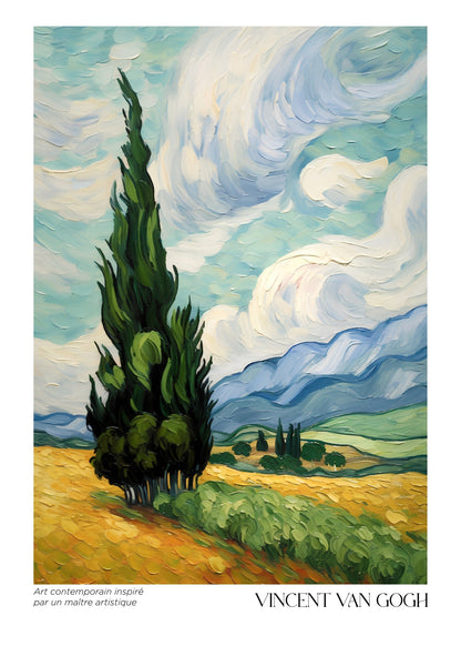 Inspired by Van Gogh – Cypress in the Wind Poster