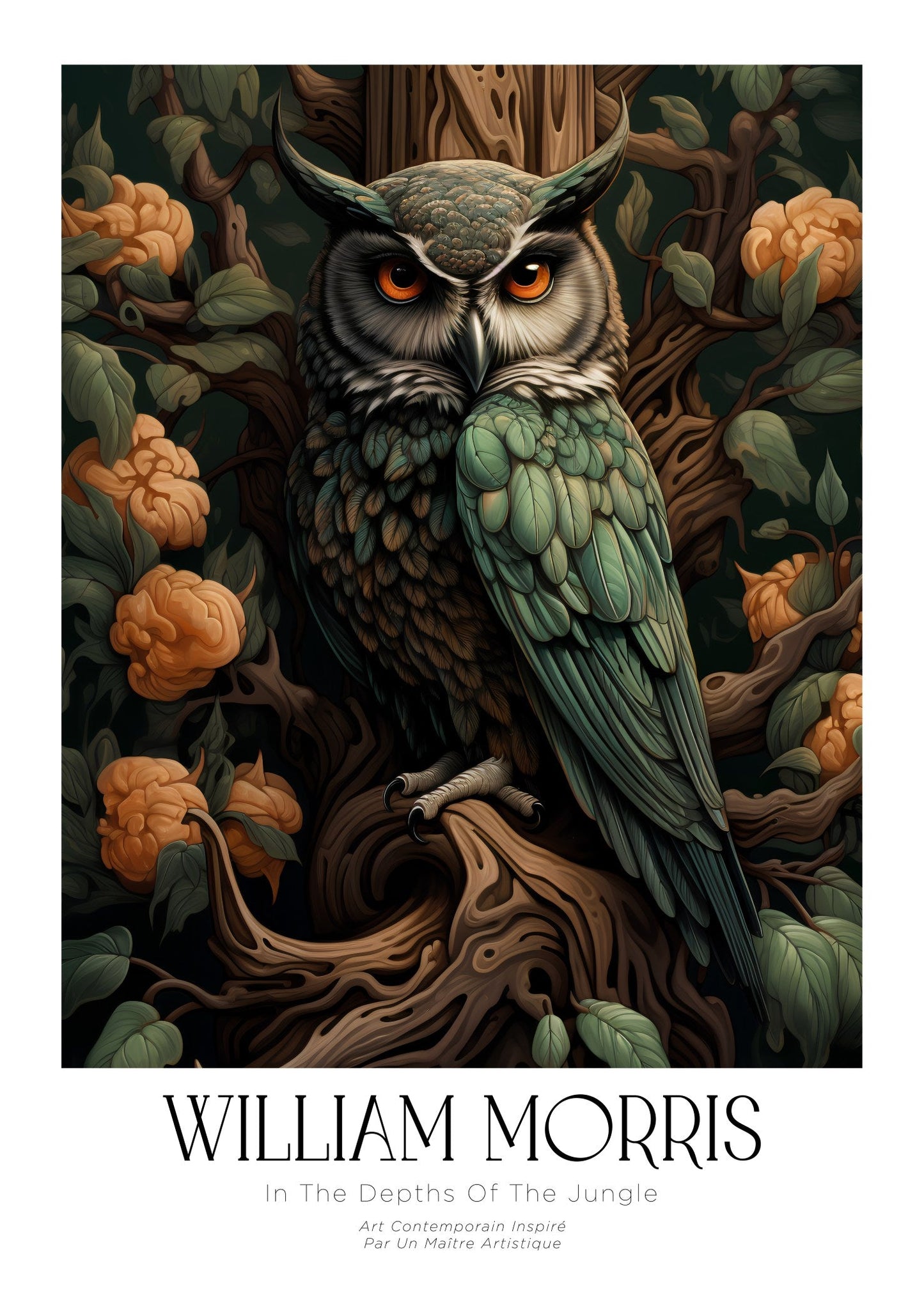 Inspired by William Morris – The Watchful Owl Poster