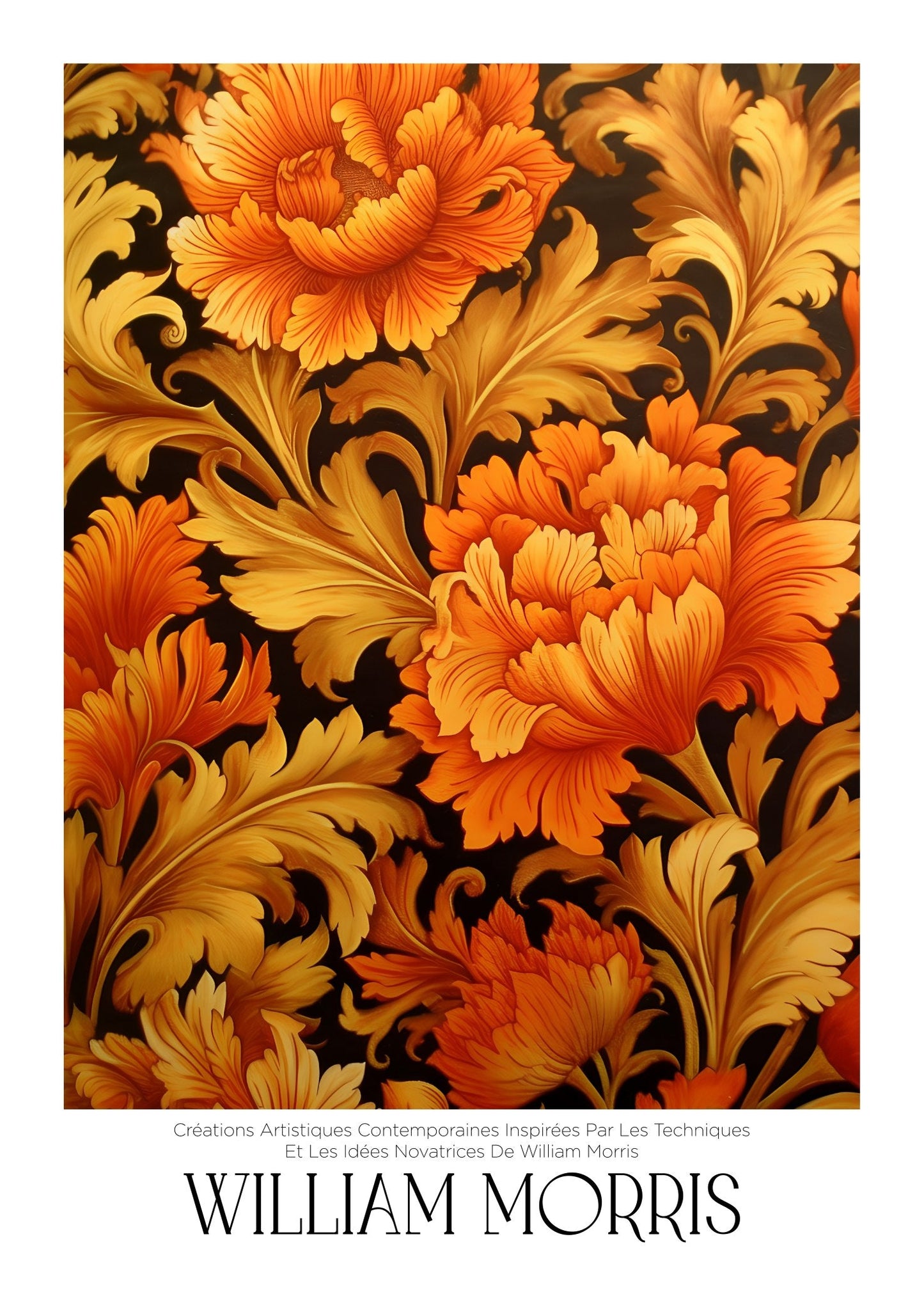 Inspired by William Morris – Fiery Petals Poster